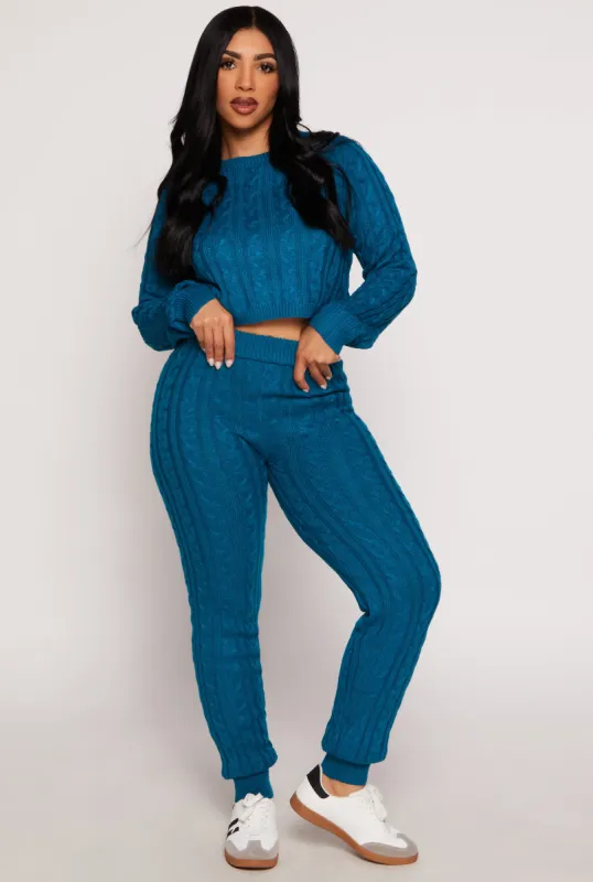 Cable Knit High Waisted Joggers sold by Rainbow