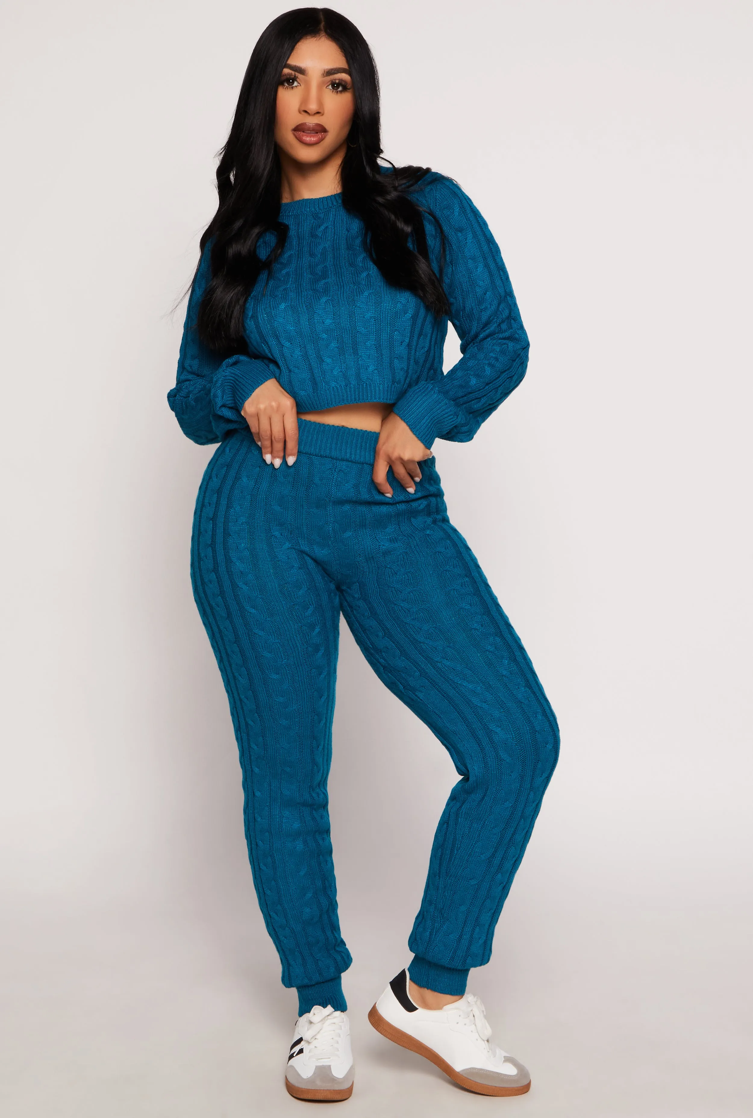 Cable Knit High Waisted Joggers sold by Rainbow