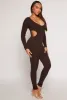 Ribbed Knit Cut Out Side Catsuit sold by Rainbow