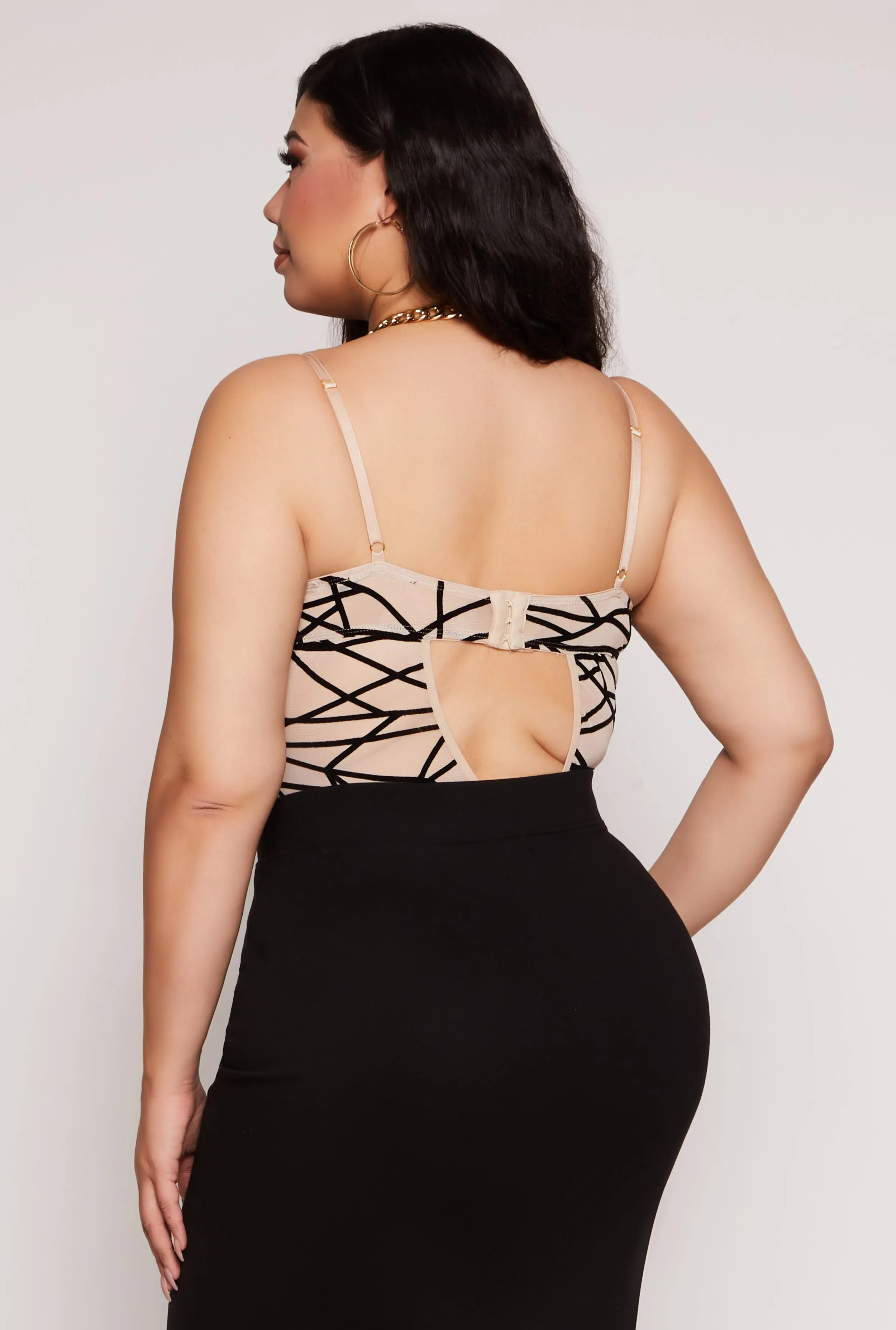 Plus Size Velvet Burnout Patterned Bustier Bodysuit sold by Rainbow product image thumbnail 3