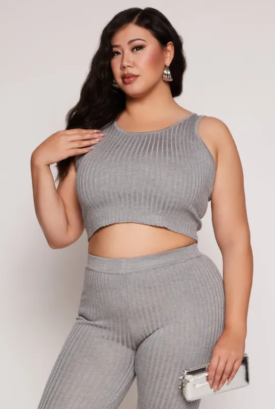 Plus Size Daisy Ribbed Knit Tank Top sold by Rainbow