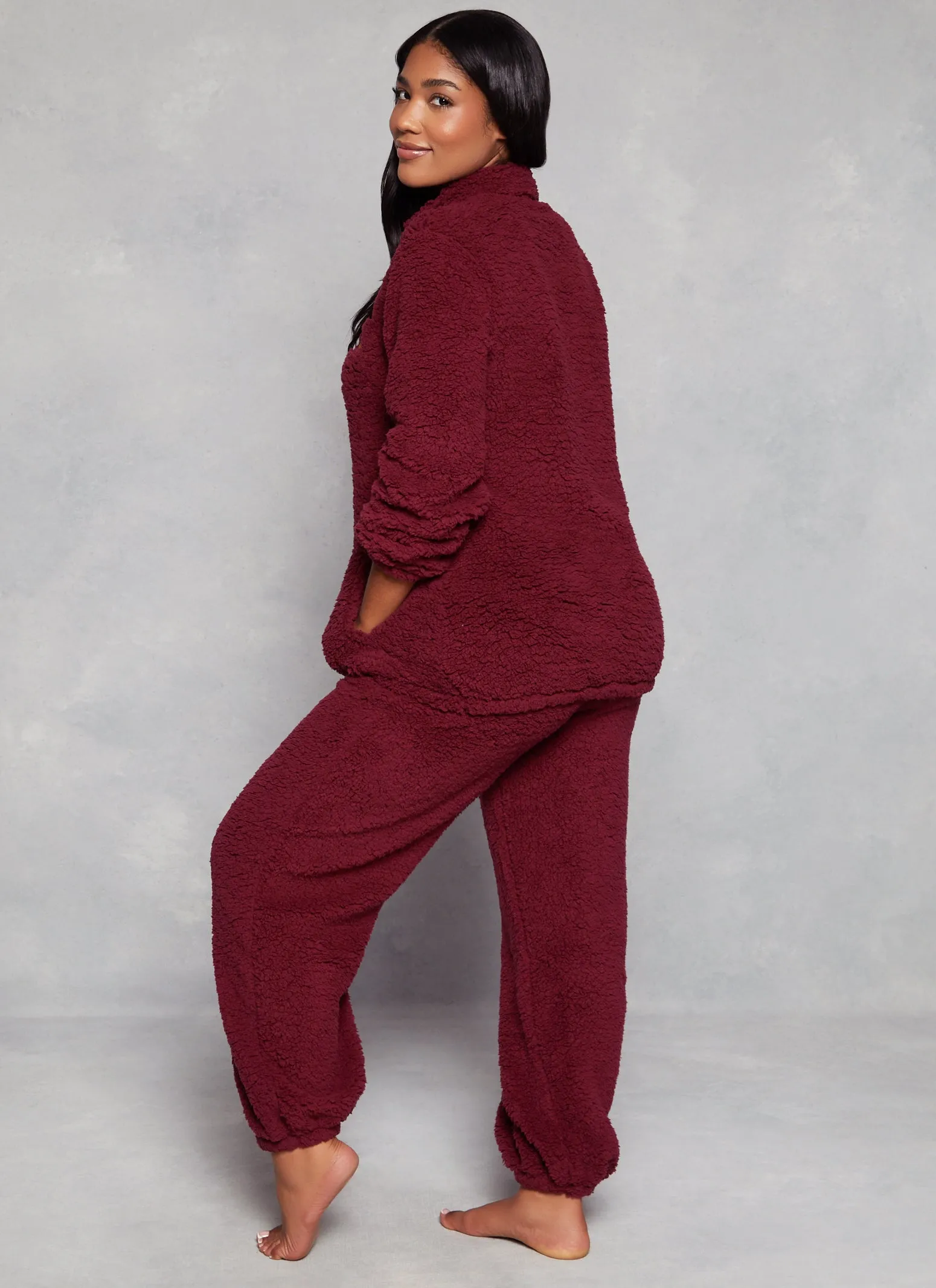 Bearly Awake Sherpa Zip Front Pajama Top and Pants sold by Rainbow product image thumbnail 2