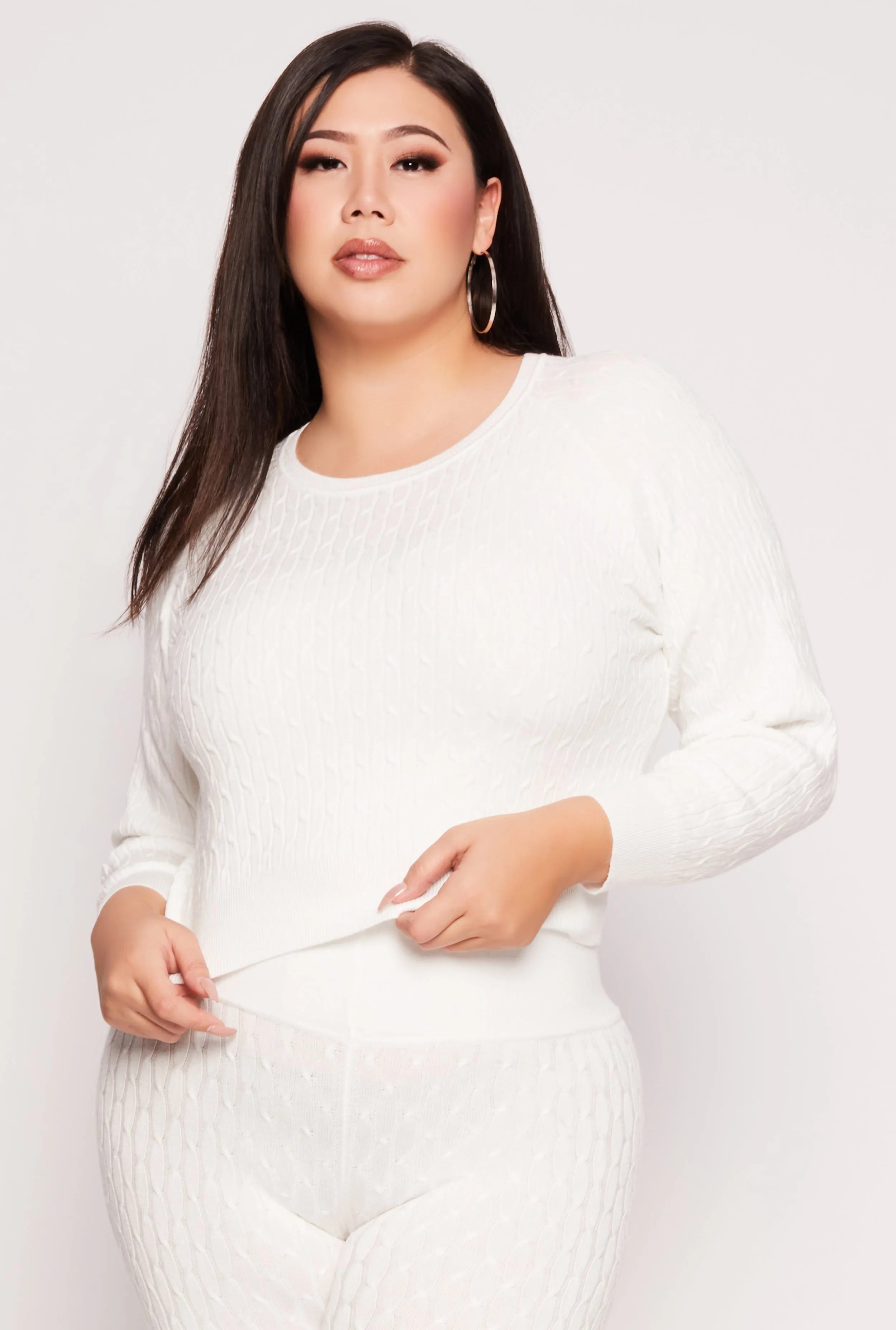 Plus Size Daisy Cable Knit Sweater sold by Rainbow