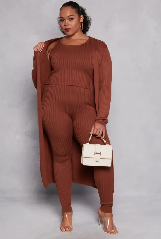 Plus Size Daisy Ribbed Knit Duster sold by Rainbow