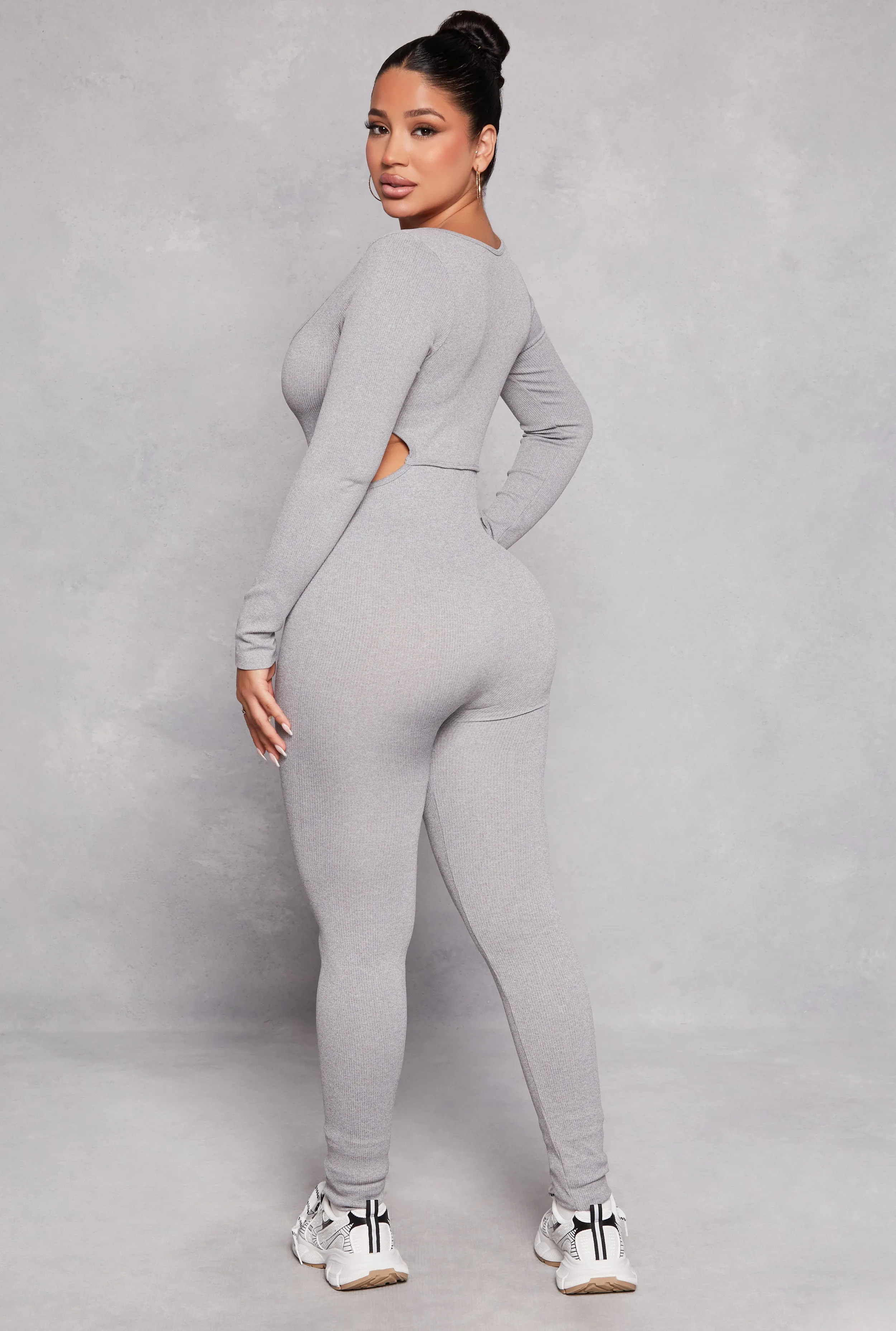 Ribbed Knit Cut Out Side Catsuit sold by Rainbow product image thumbnail 3