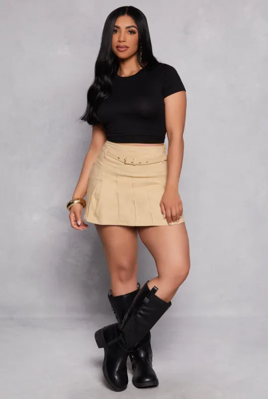 Haute Monde Belted Front Pleated Skirt sold by Rainbow