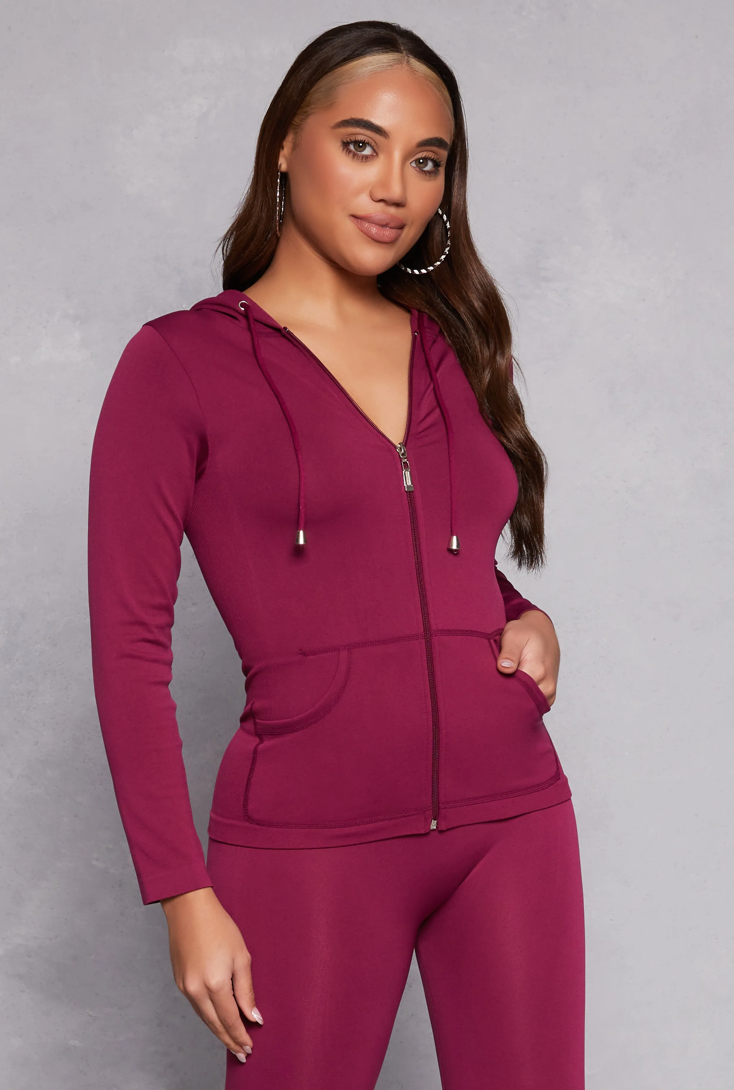 Seamless Zip Front Hooded Top sold by Rainbow