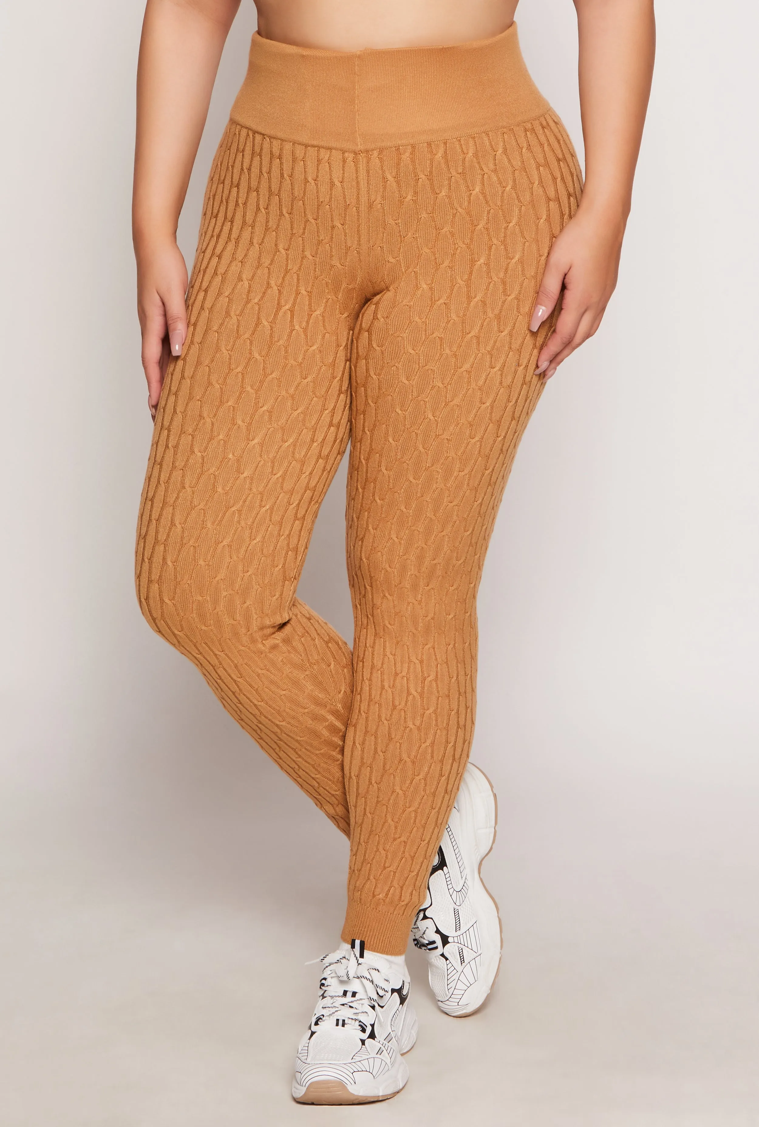 Plus Size Cable Knit Wide Waist Leggings sold by Rainbow product image thumbnail 2