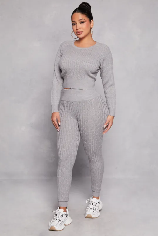 Daisy Cable Knit High Waist Leggings sold by Rainbow