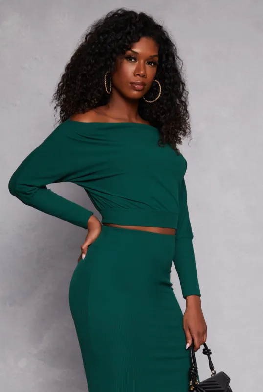 Off the Shoulder Cropped Sweater sold by Rainbow