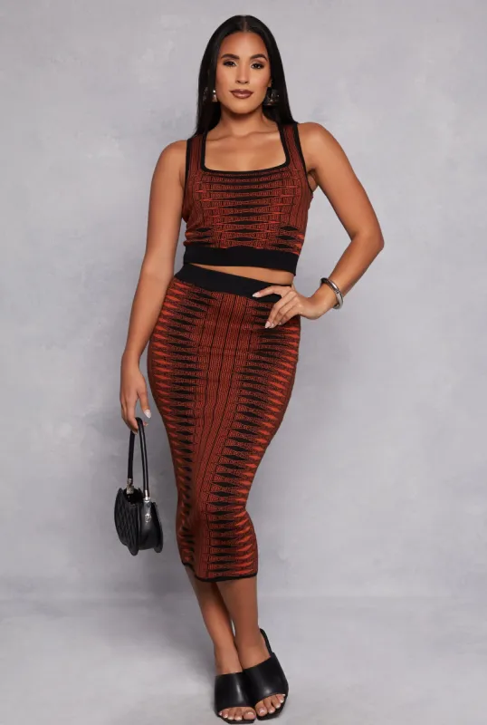 Almost Famous Printed High Waist Sweater Skirt sold by Rainbow