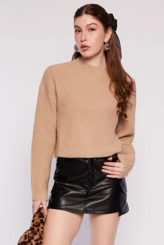 Ribbed Knit Mock Neck Pullover Sweater sold by Rainbow