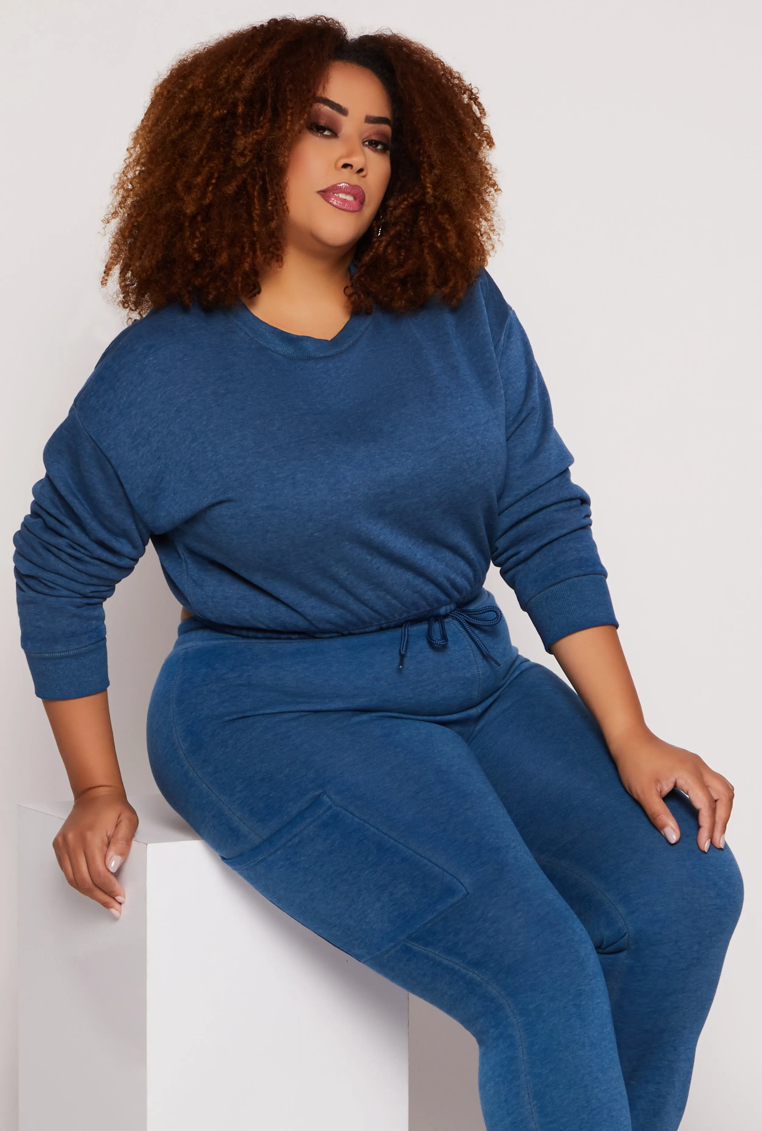Plus Size Fleece Cropped Sweatshirt sold by Rainbow