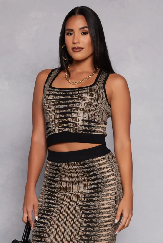 Almost Famous Abstract Print Knit Tank Top sold by Rainbow