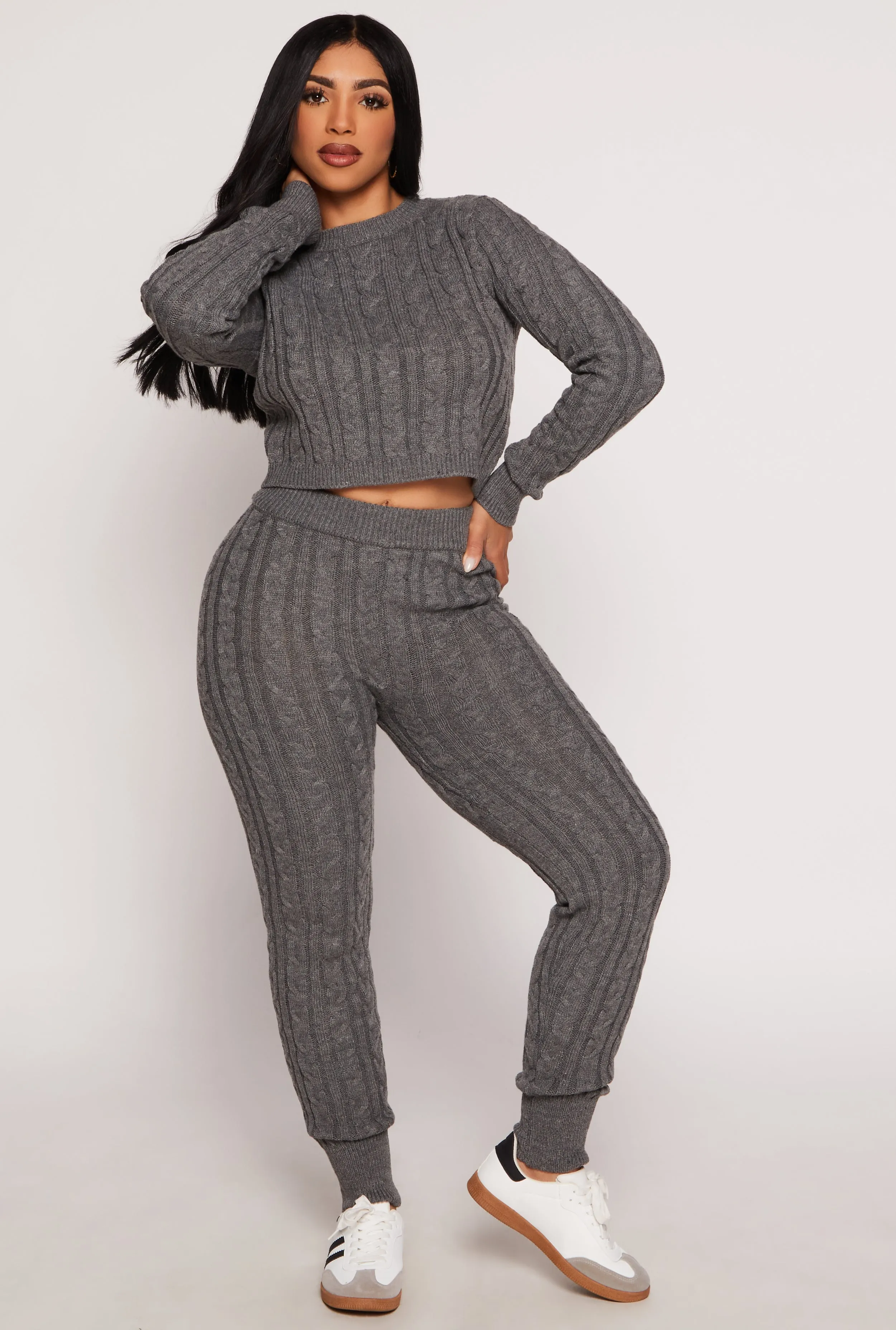Cable Knit Cropped Pullover Sweater sold by Rainbow product image thumbnail 2