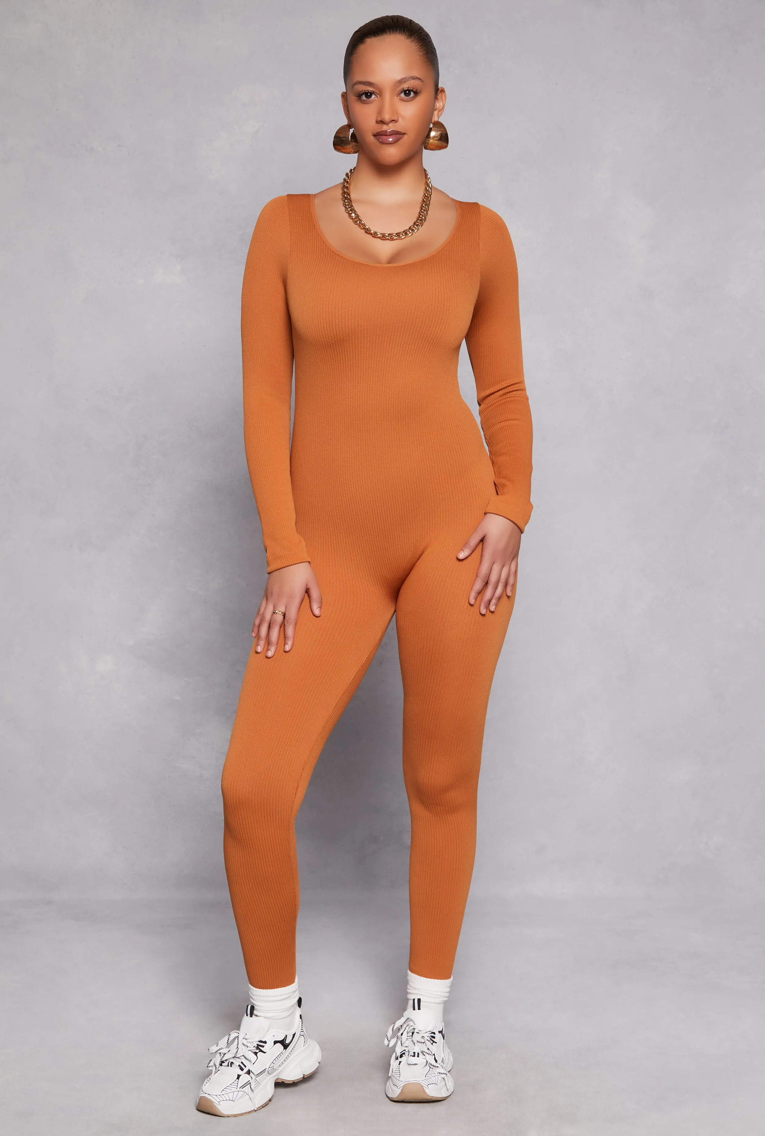 Seamless Ribbed Knit Scoop Neck Catsuit sold by Rainbow