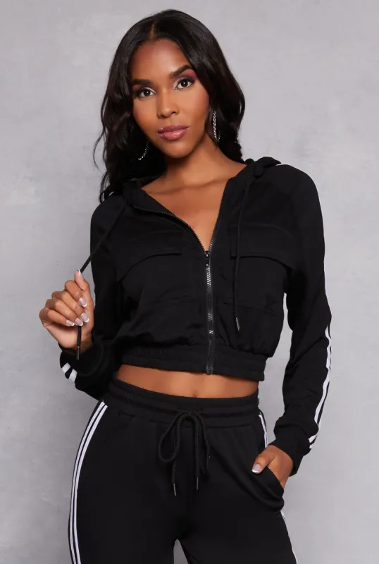 French Terry Varsity Stripe Hooded Sweatshirt sold by Rainbow