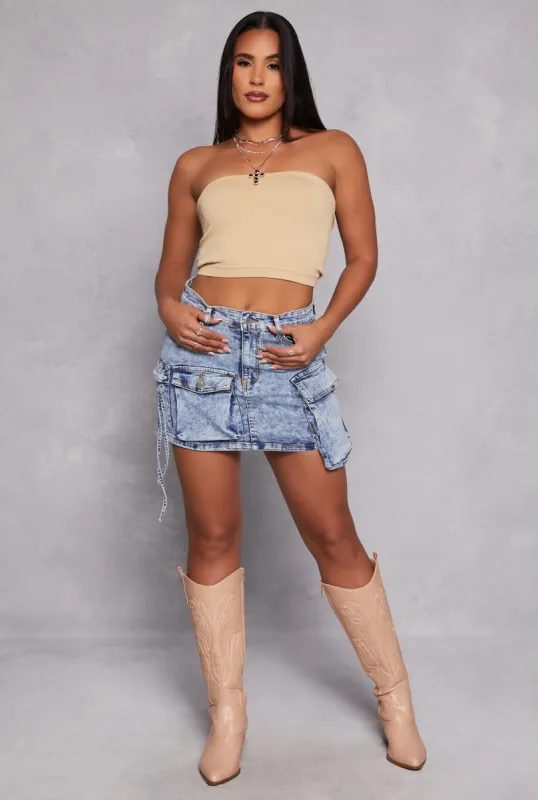 Daisy Denim Cargo Pocket Mini Skirt sold by Rainbow