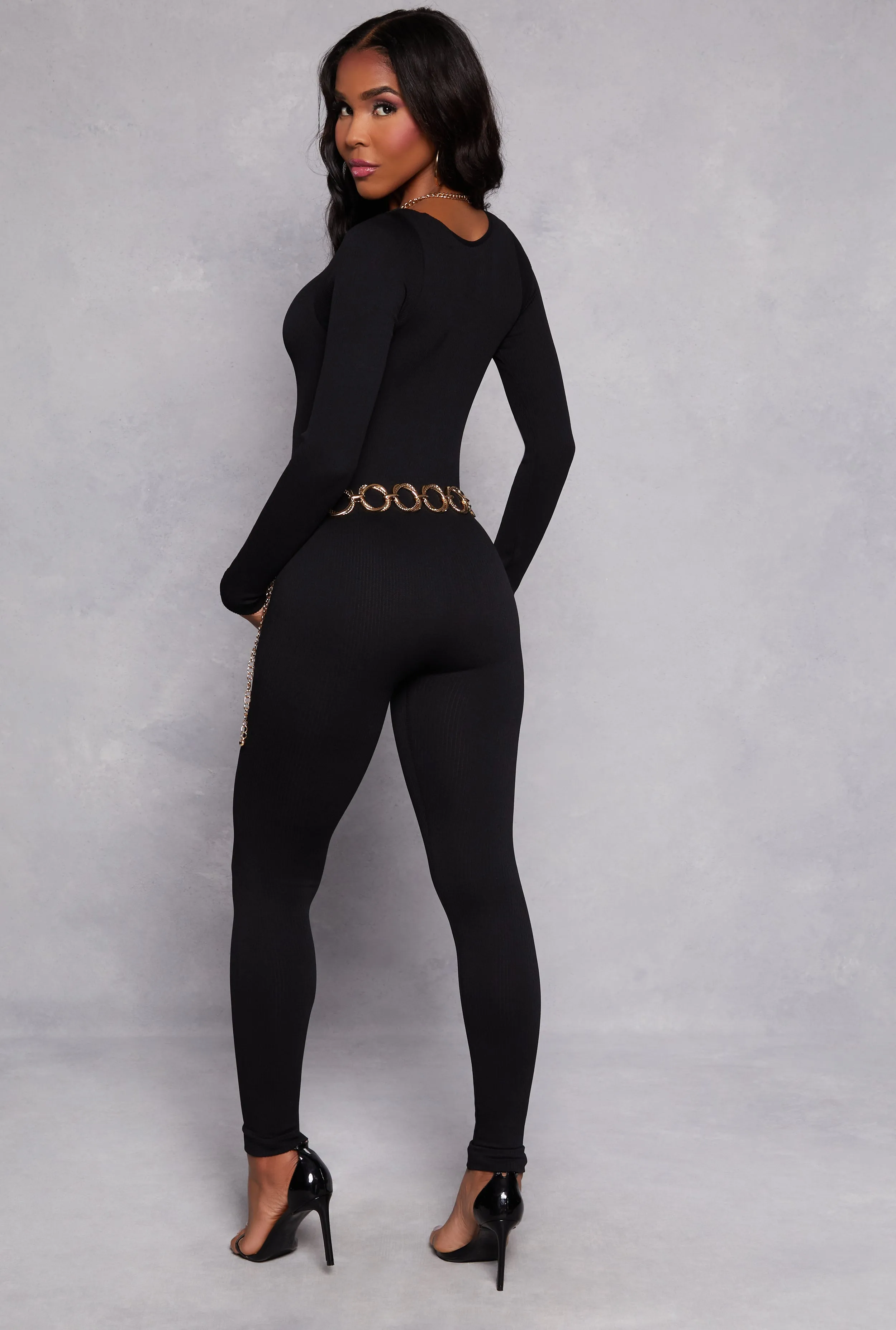 Seamless Ribbed Knit Scoop Neck Catsuit sold by Rainbow product image thumbnail 3