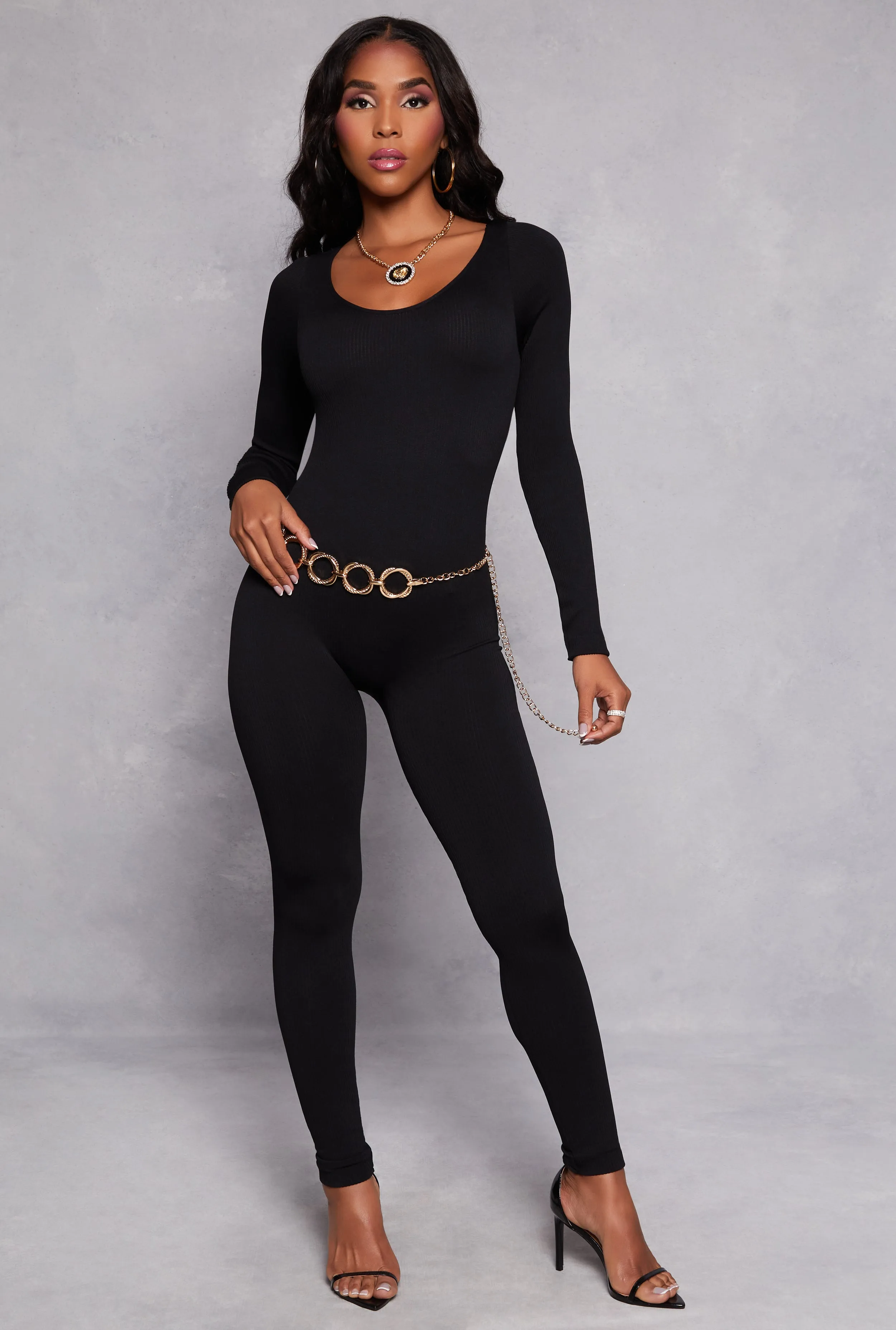 Seamless Ribbed Knit Scoop Neck Catsuit sold by Rainbow