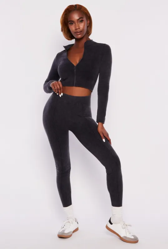 Seamless Ribbed Pintuck High Waist Leggings sold by Rainbow
