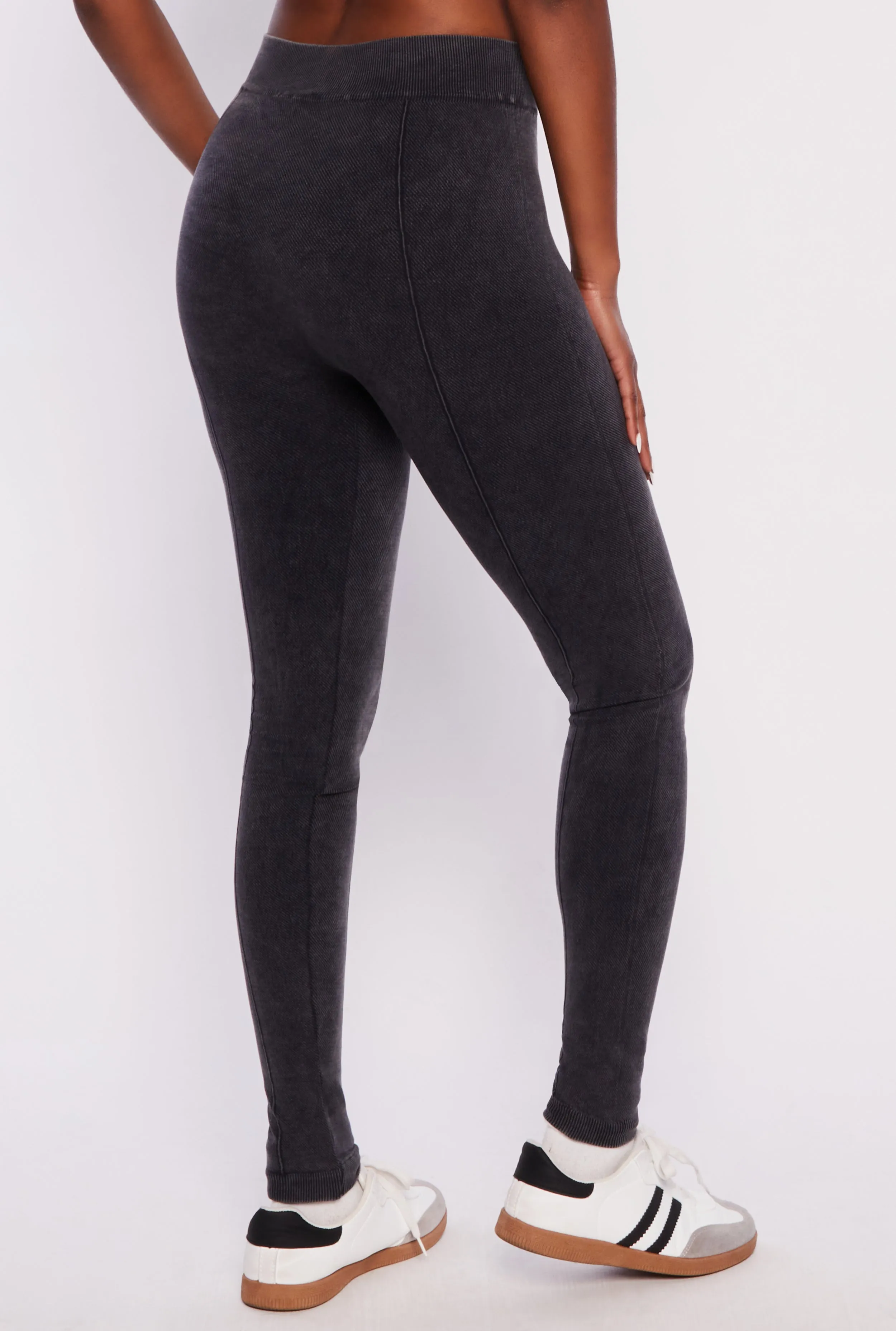 Seamless Ribbed Pintuck High Waist Leggings sold by Rainbow product image thumbnail 3