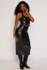 Faux Leather Slit Back Pencil Skirt sold by Rainbow