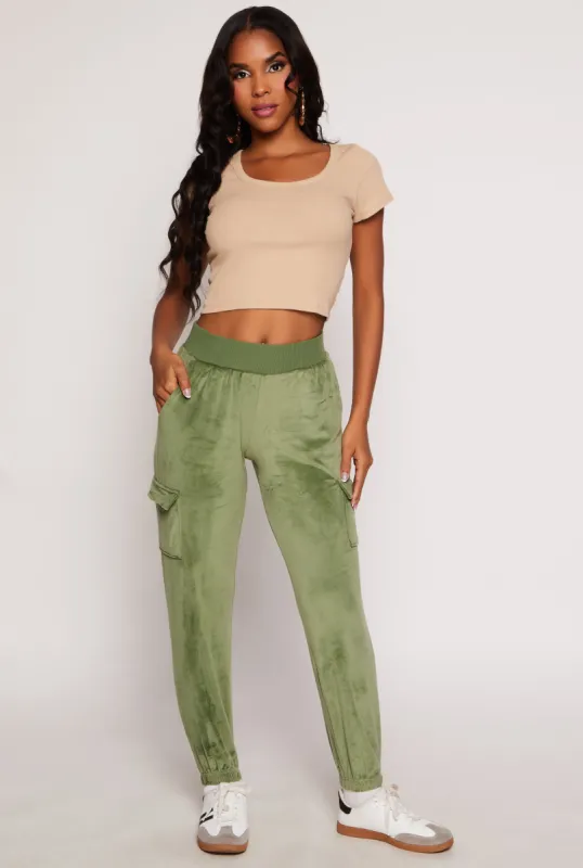 Velour Cargo Pocket Sweatpants sold by Rainbow
