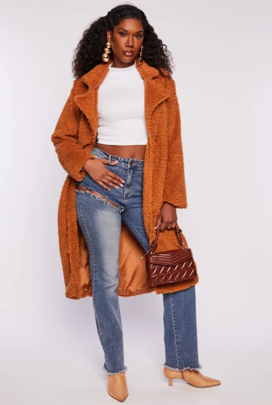 Collared Sherpa Teddy Coat sold by Rainbow