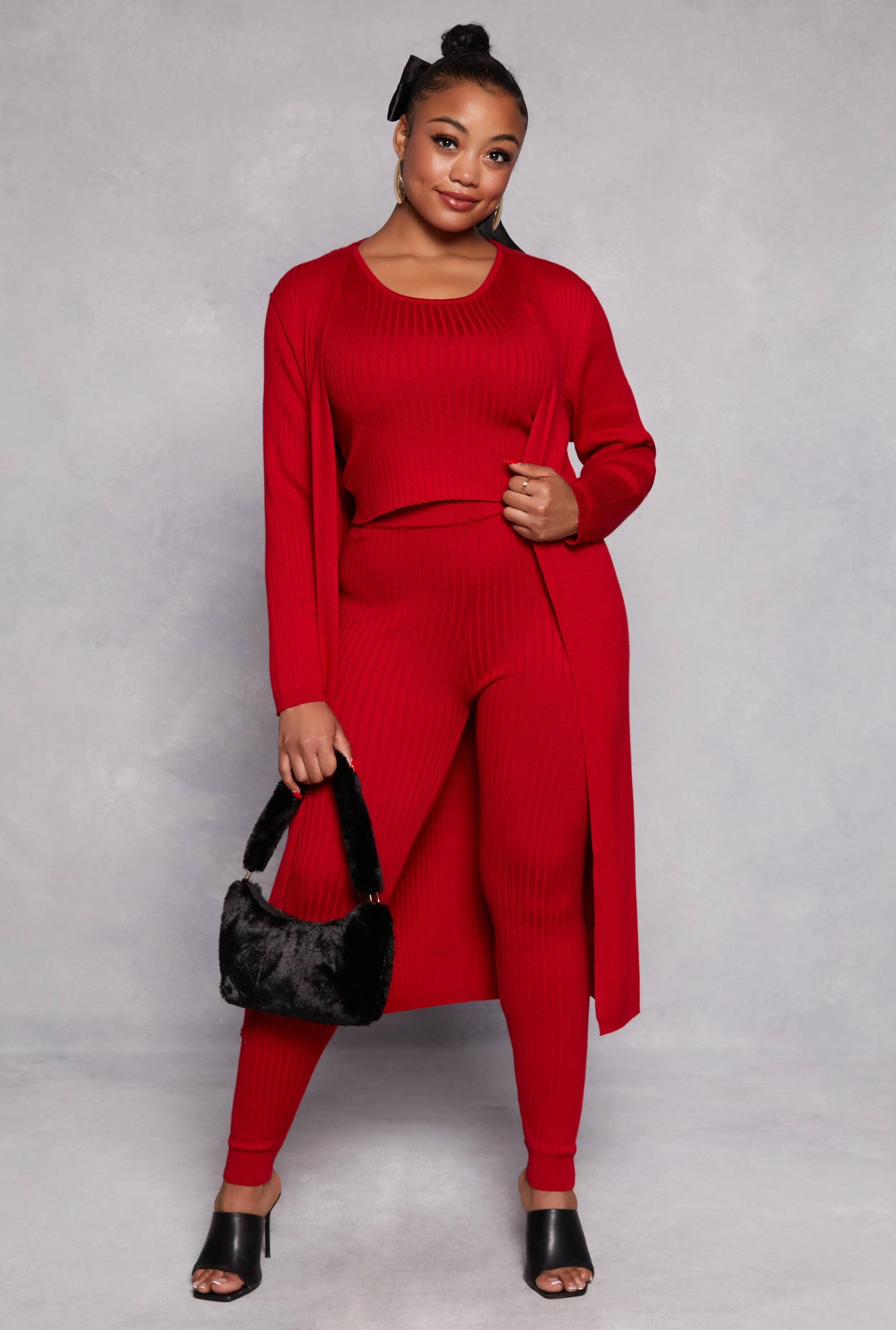 Plus Size Daisy Ribbed Knit Duster sold by Rainbow