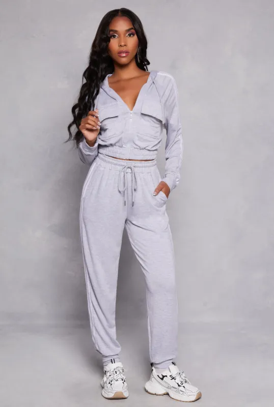 French Terry Varsity Stripe Drawstring Joggers sold by Rainbow