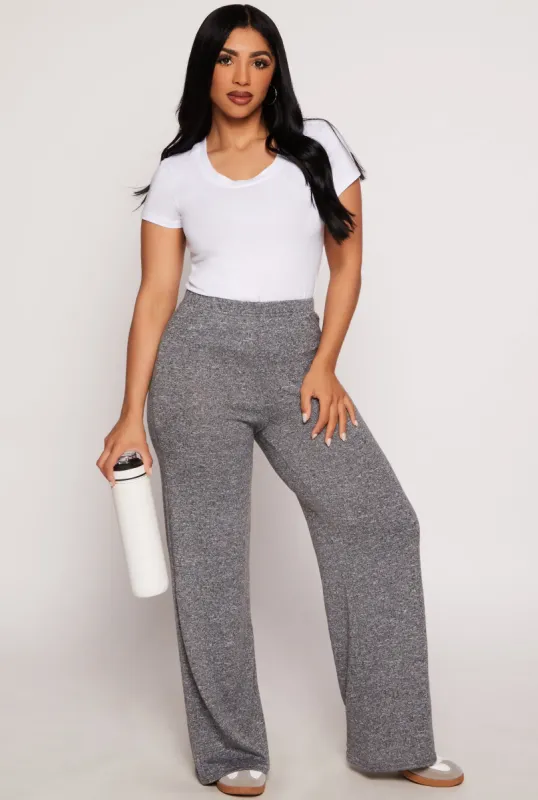 Brushed Knit Wide Leg Sweatpants sold by Rainbow