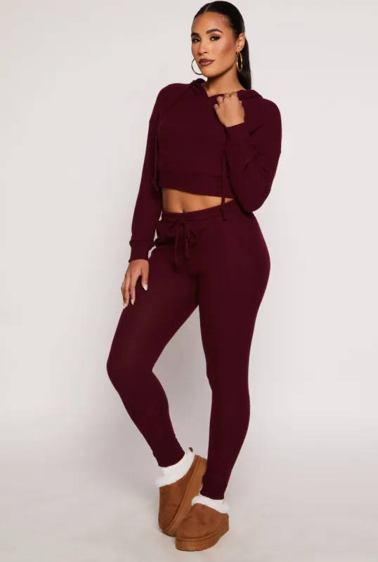 Brushed Knit Drawstring High Waisted Joggers sold by Rainbow