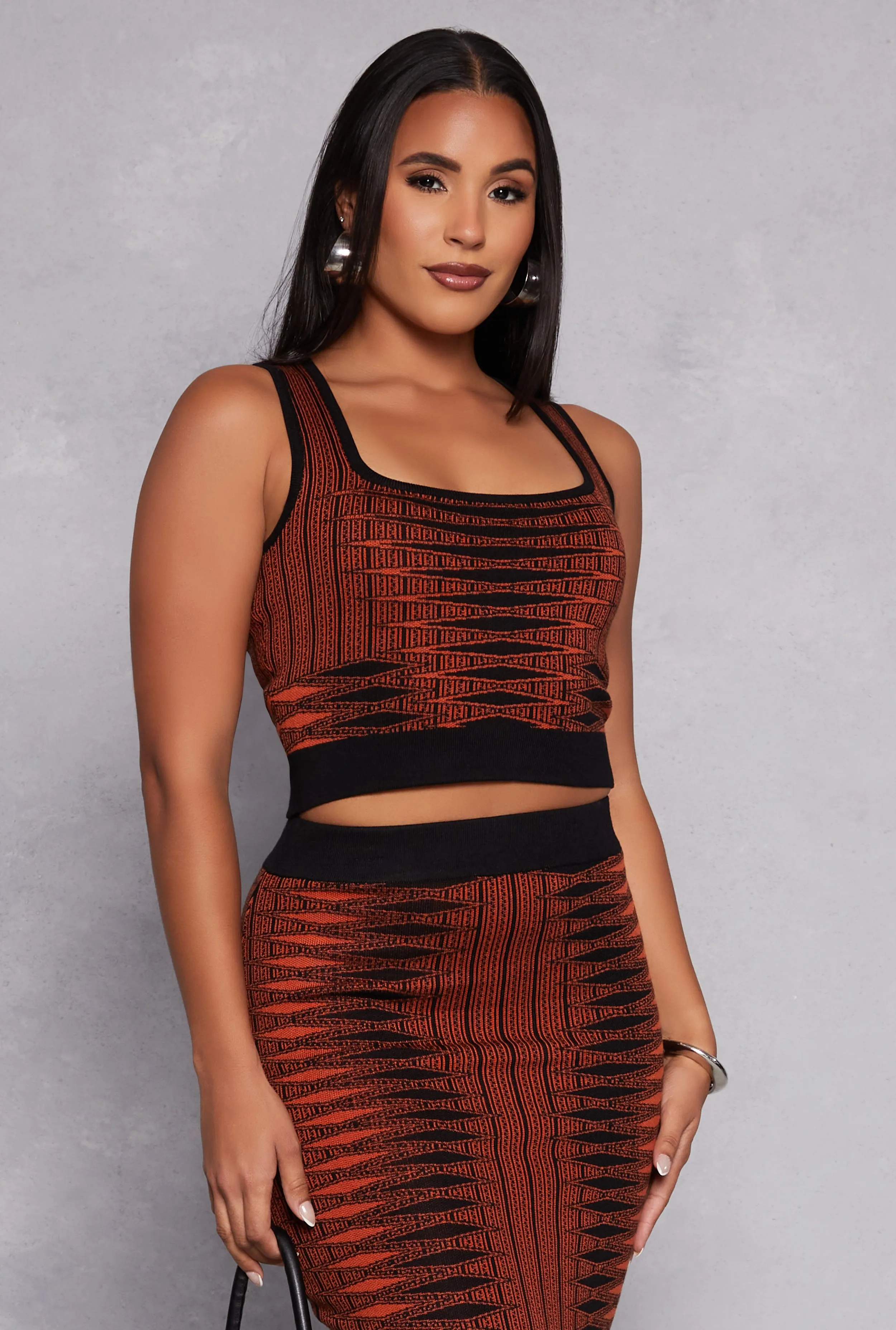 Almost Famous Abstract Print Knit Tank Top sold by Rainbow