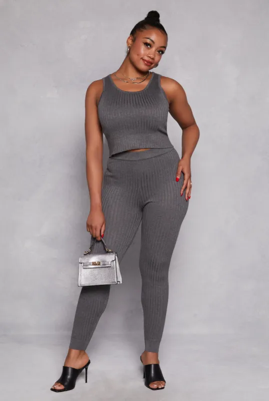 Plus Size Daisy Ribbed Knit Leggings sold by Rainbow