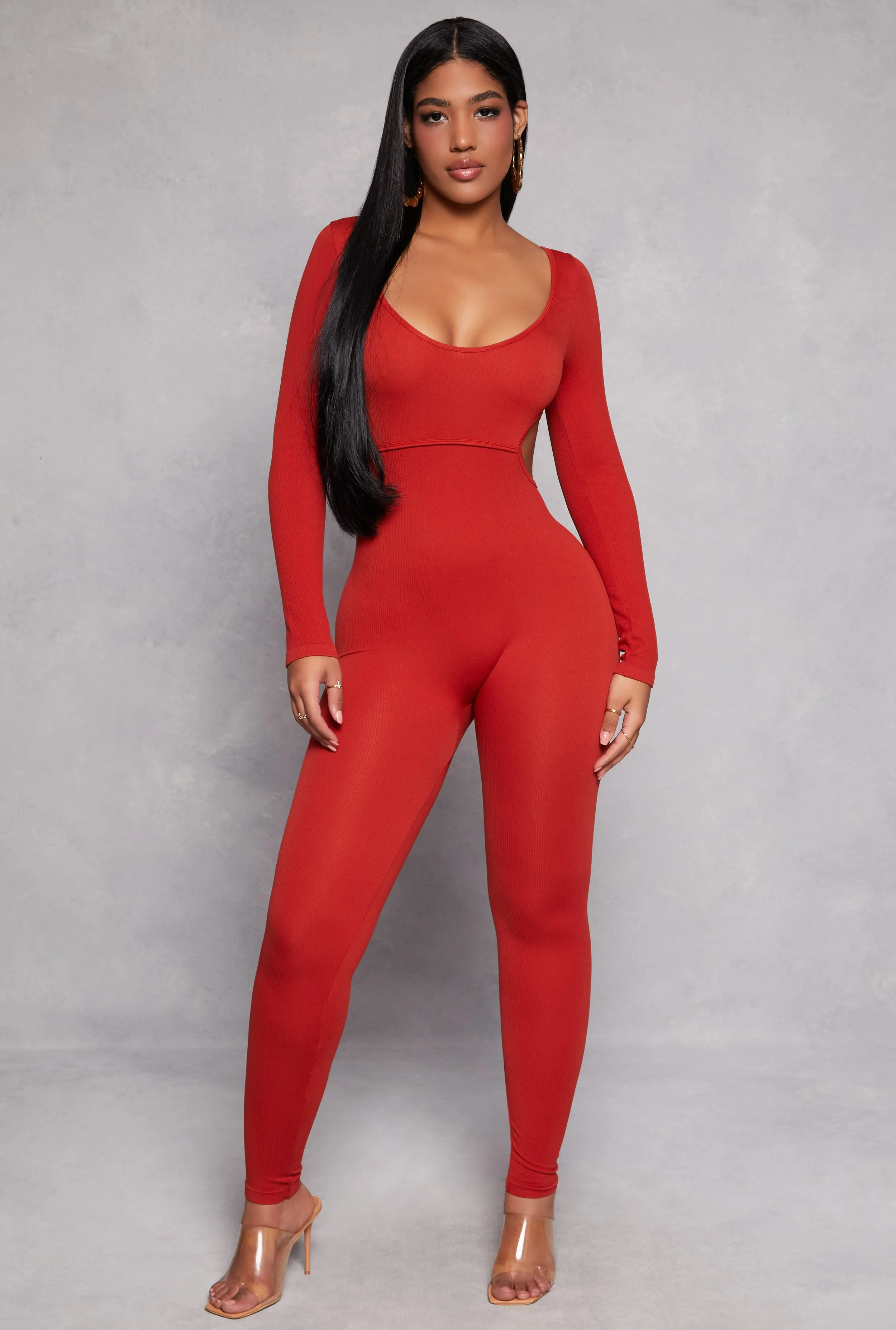 Ribbed Knit Cut Out Side Catsuit sold by Rainbow product image thumbnail 2