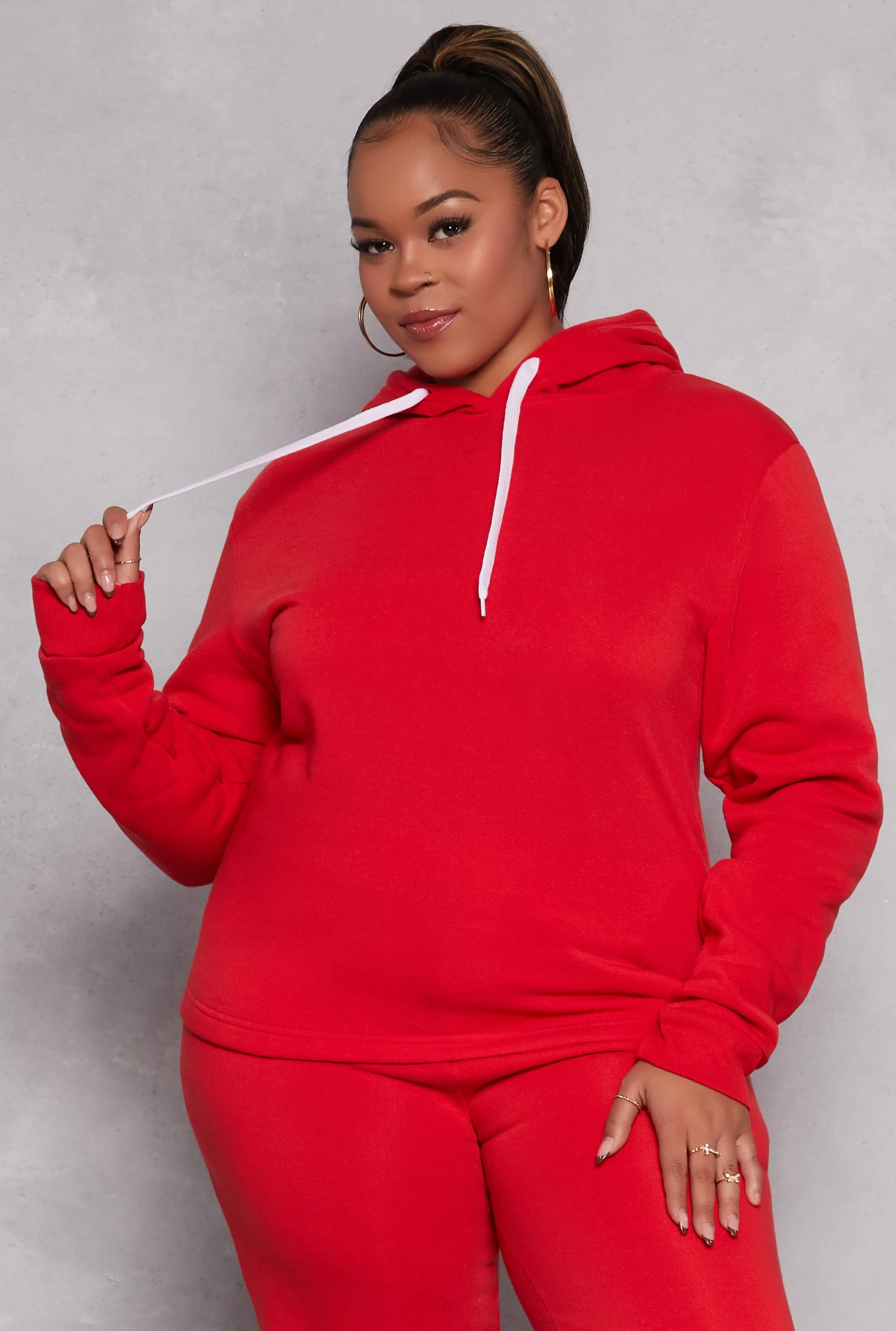 Plus Size Fleece Pullover Hoodie sold by Rainbow