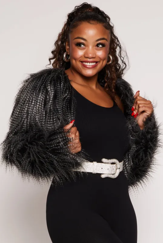 Plus Size Shaggy Faux Fur Bolero Jacket sold by Rainbow