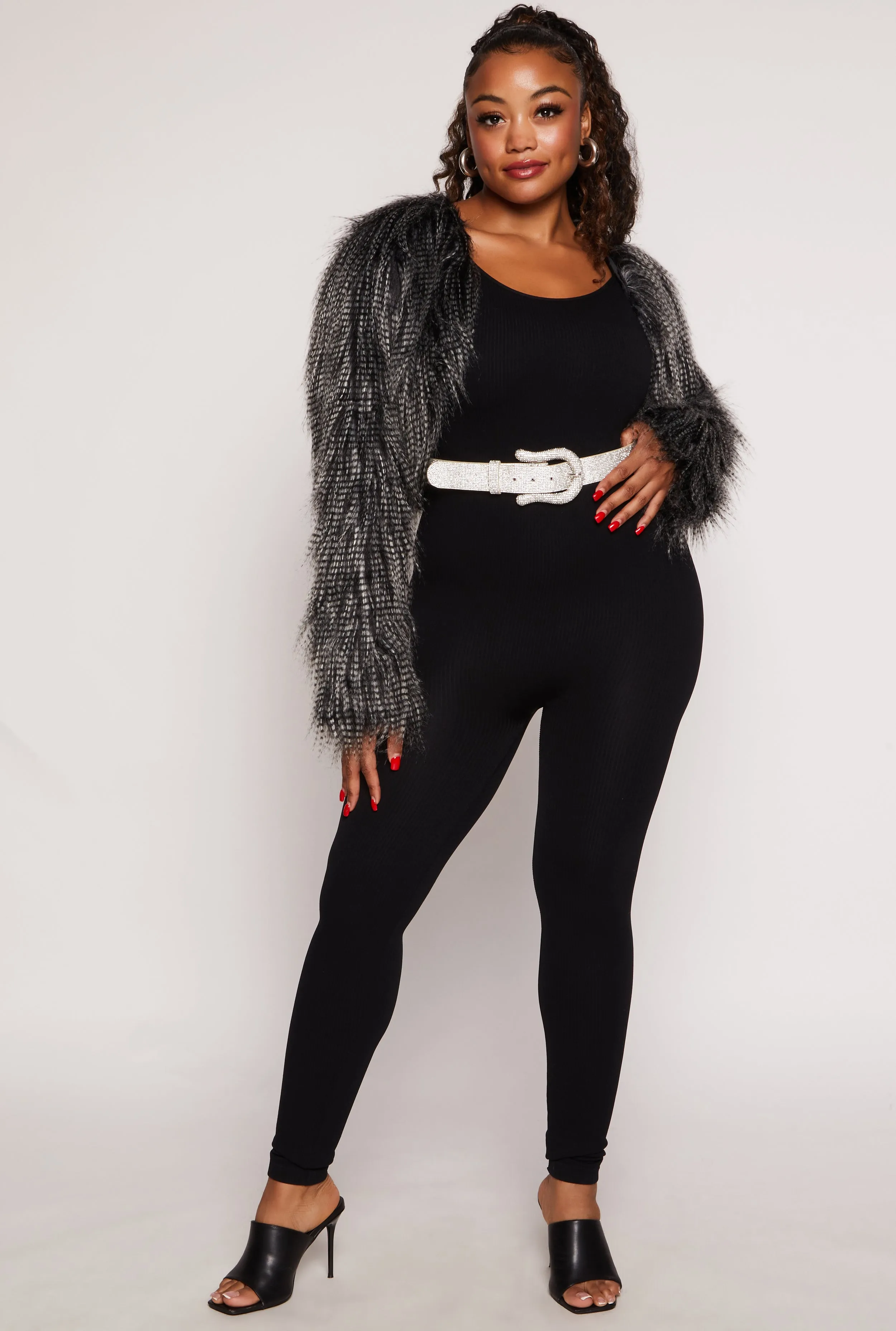 Plus Size Shaggy Faux Fur Bolero Jacket sold by Rainbow product image thumbnail 2