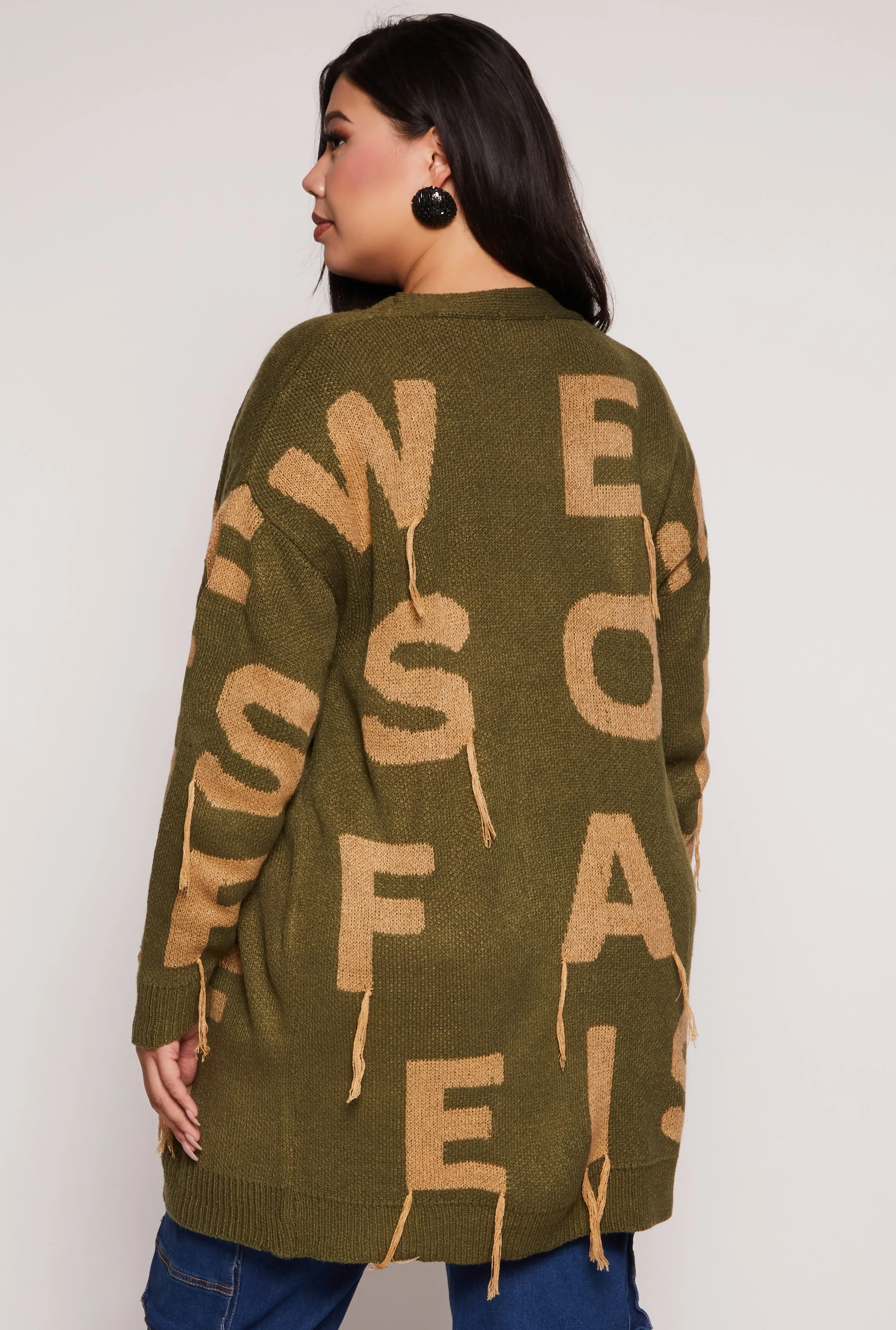 Plus Size Alphabet Fringe Detail Cardigan sold by Rainbow product image thumbnail 3