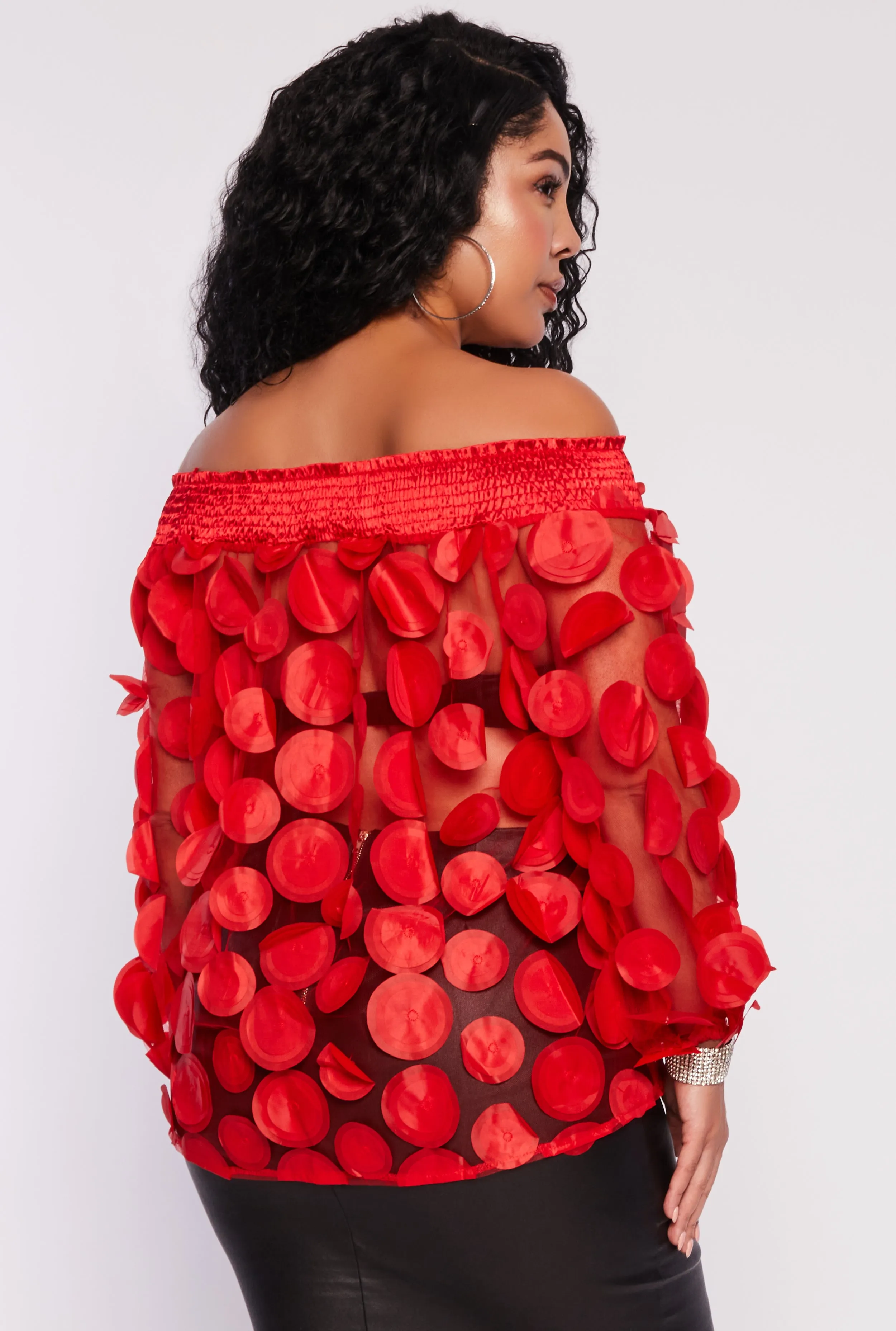 Plus Size Polka Dot Applique Off the Shoulder Blouse sold by Rainbow product image thumbnail 3