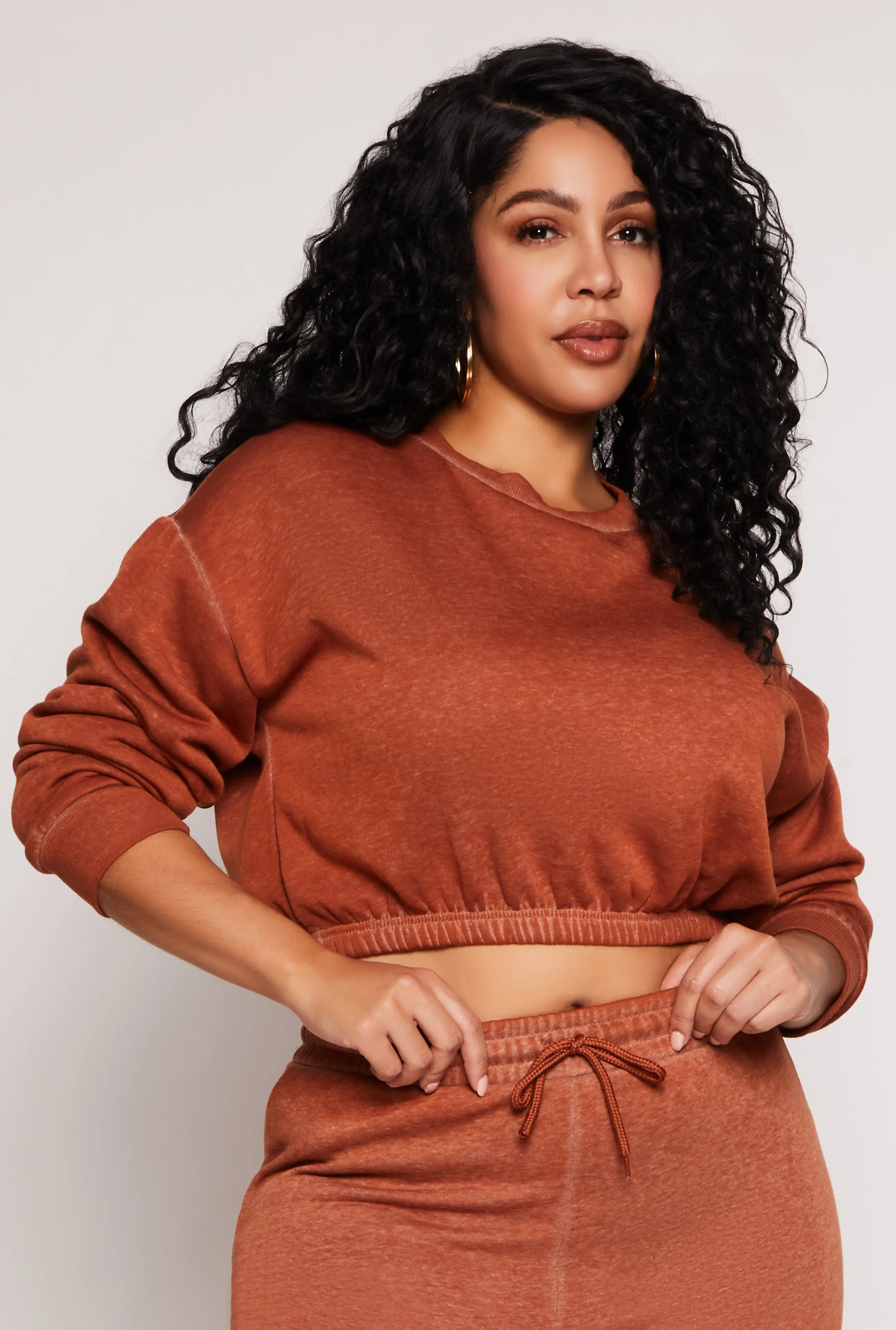Plus Size Fleece Cropped Sweatshirt sold by Rainbow