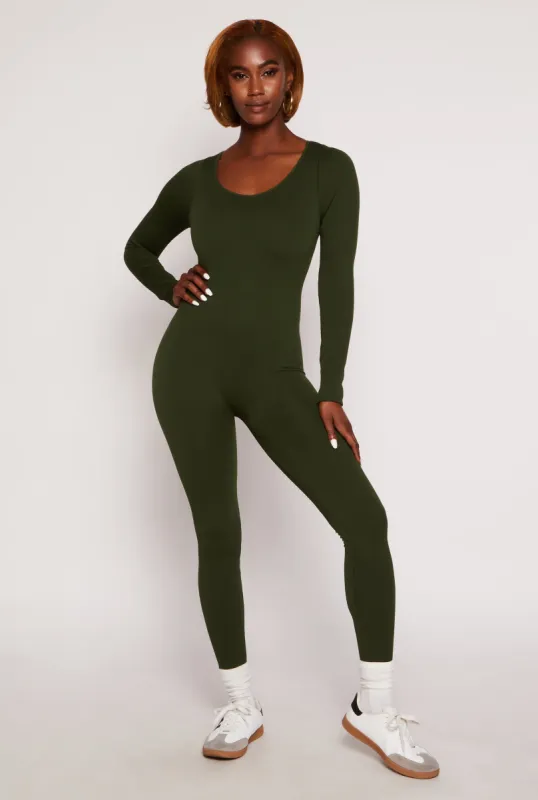 Seamless Ribbed Knit Scoop Neck Catsuit sold by Rainbow