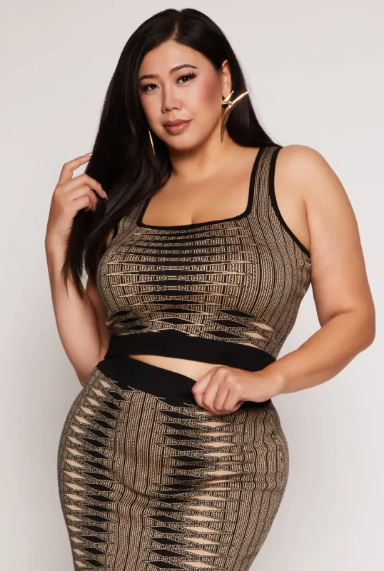 Plus Size Almost Famous Printed Cropped Tank Top sold by Rainbow