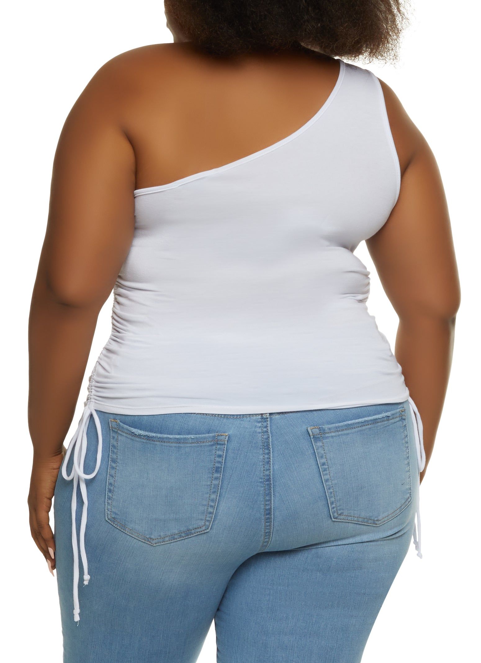 Plus Size One Shoulder Ruched Side Top sold by Rainbow product image thumbnail 2