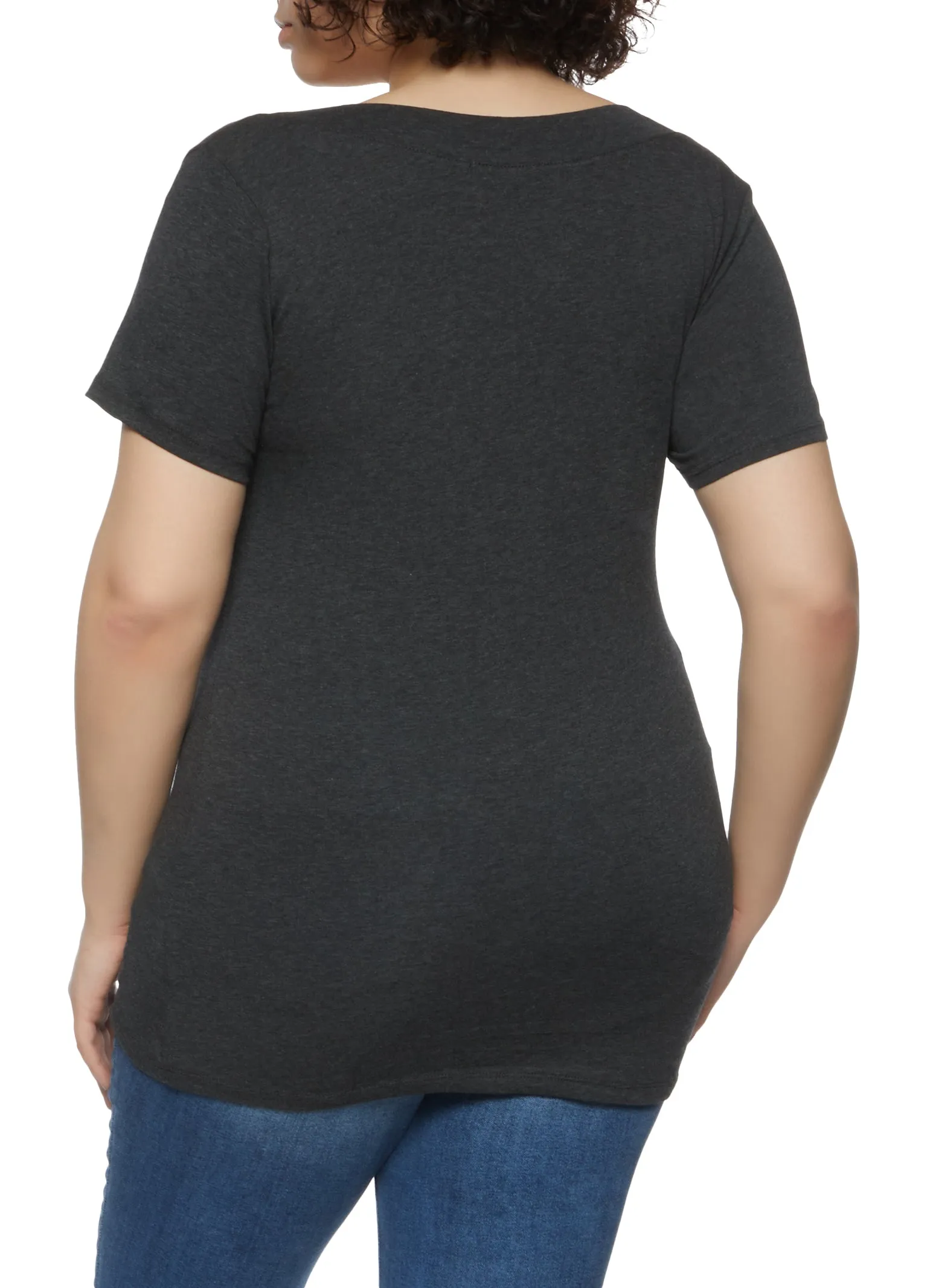 Plus Size Solid Basic V Neck Tee sold by Rainbow product image thumbnail 2