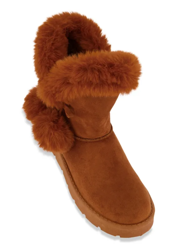Faux Fur Pom Pom Booties sold by Rainbow