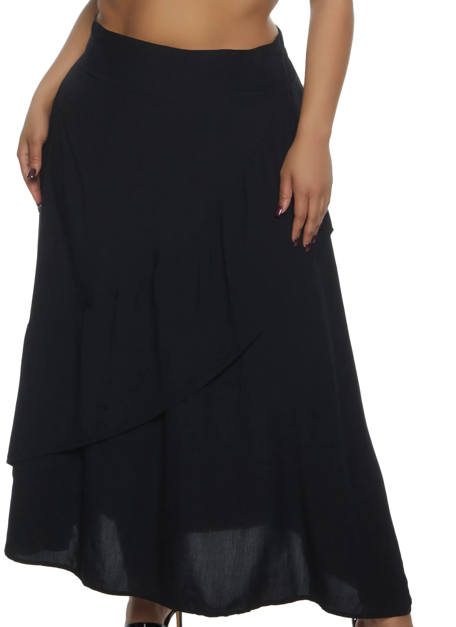 Plus Size High Waist Ruffle Wrap Skirt sold by Rainbow