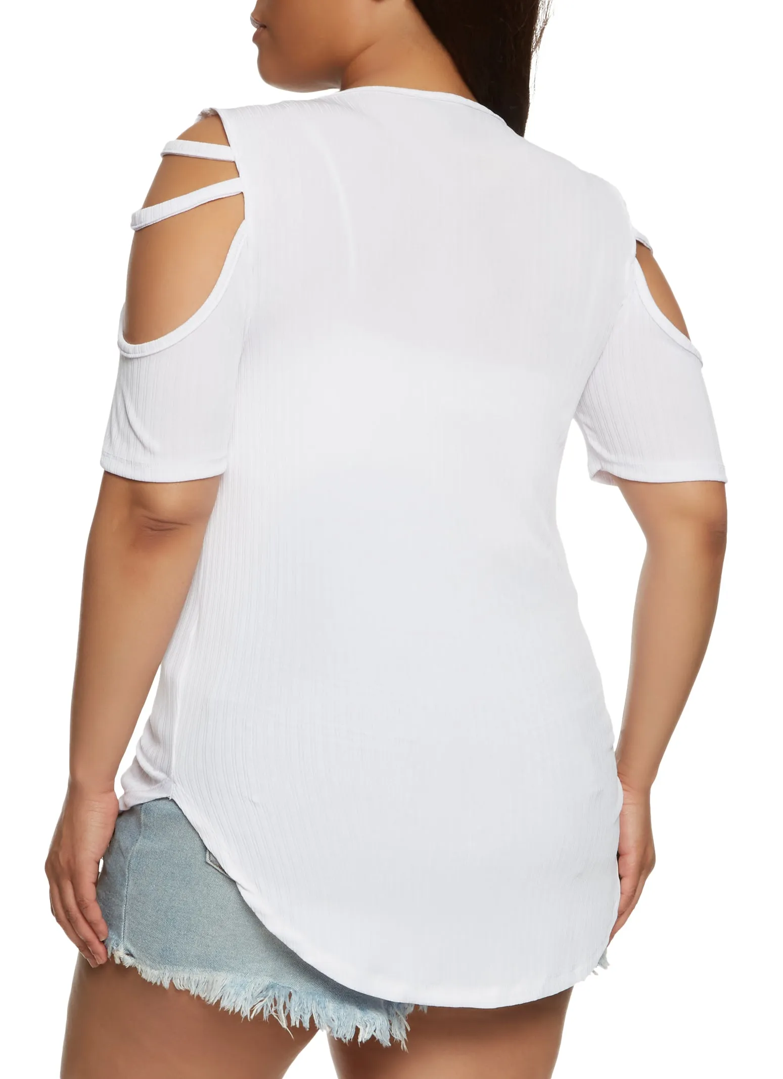 Plus Size Caged Cold Shoulder Tee sold by Rainbow product image thumbnail 2