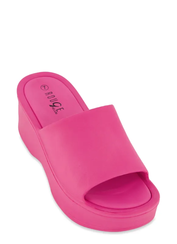Solid Single Band Platform Slide Sandals sold by Rainbow